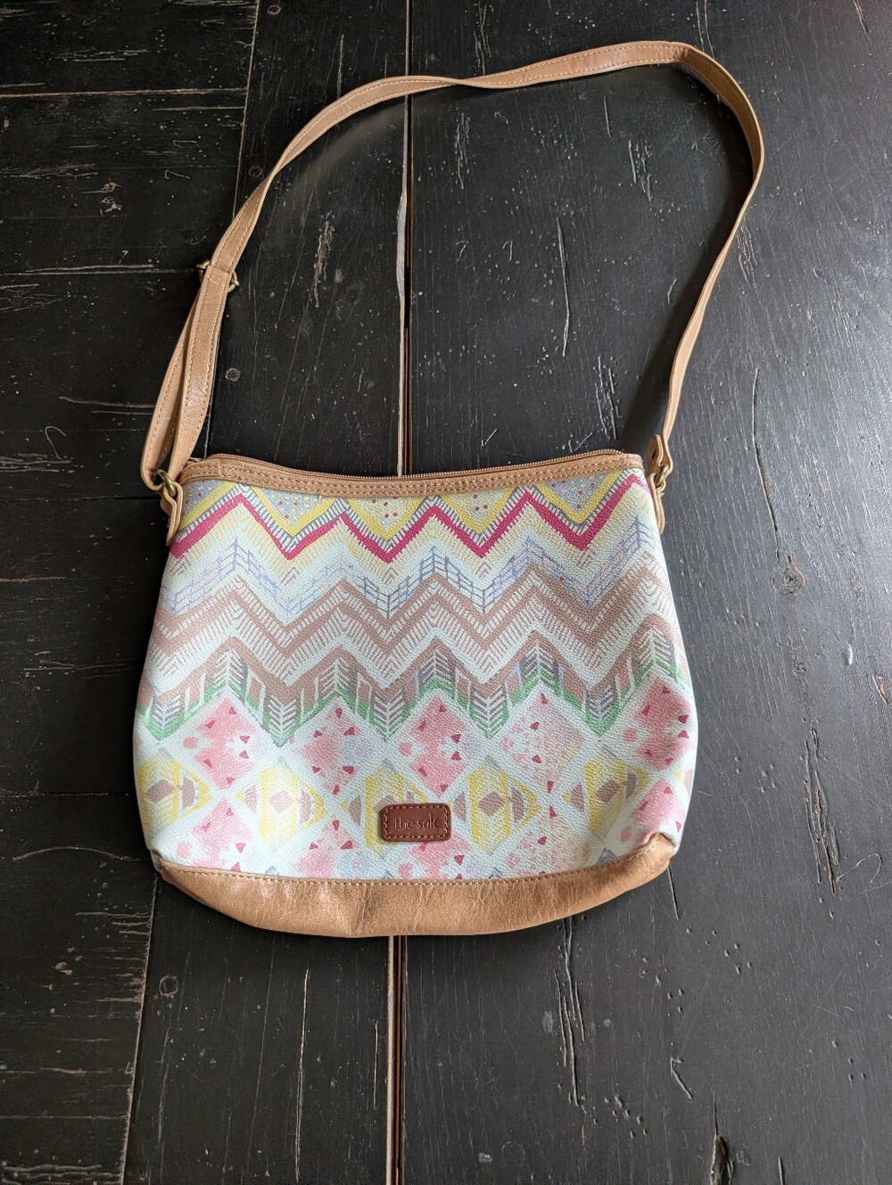 The Sak Colorful Chevron Prints Triple Crossbody Bag Southwest Indie Pop Boho